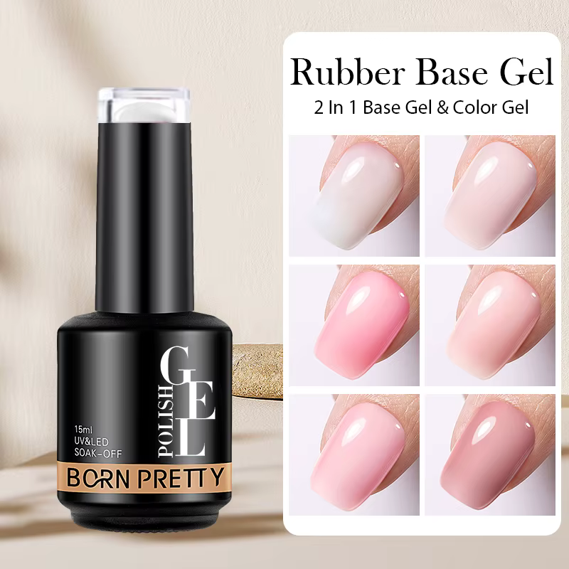 BORN PRETTY vernis à ongles Gel à Base de caoutchouc rose laiteux paillettes 15ml vernis Semi-Perman