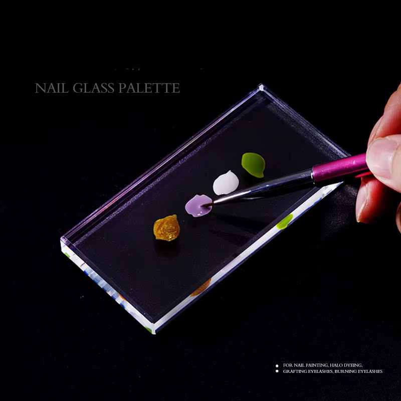 Palette de couleurs pour ongles en verre, 1 pièce, pour vernis Gel, mélange de dessin, plaque de pei