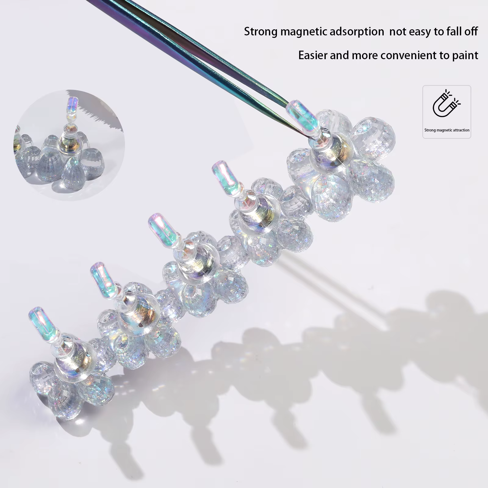 Présentoir magnétique de pointe d'ongle de fleur d'aurore de 1 pièce pour le manucure outil d'affich