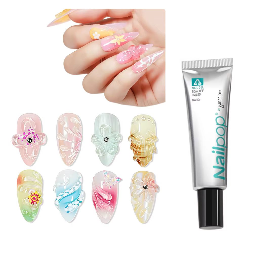 Nailpop 20g TPO/HEMA gratuit SCULPT PRO GEL clair pour la décoration des ongles strass colle Pro ten