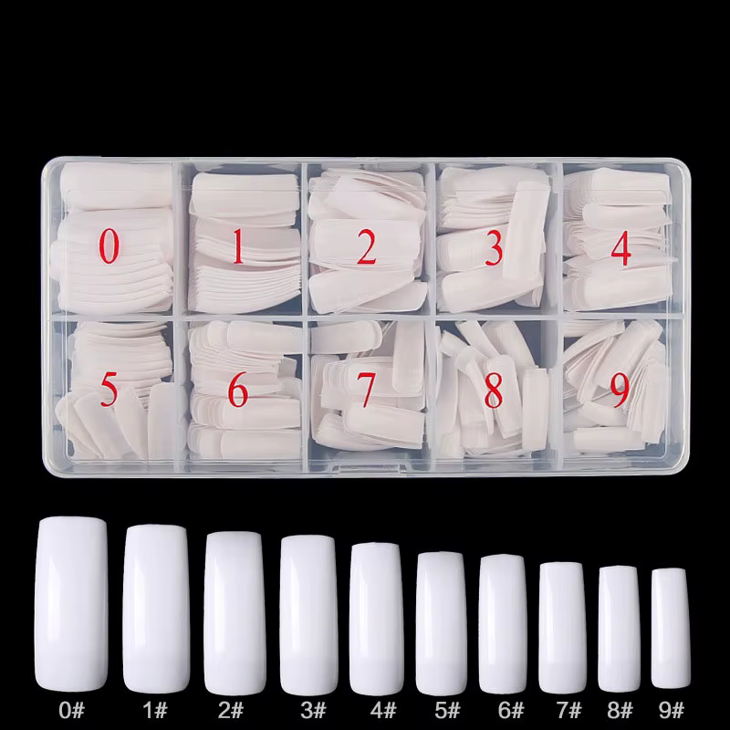 Ensemble de faux ongles en acrylique, demi-couverture artificielle transparente, couverture complète