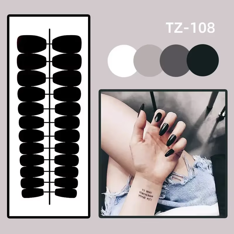 Faux ongles français avec imprimé léopard, longs, Stiletto, Wearabe, à pression en amande, couvertur
