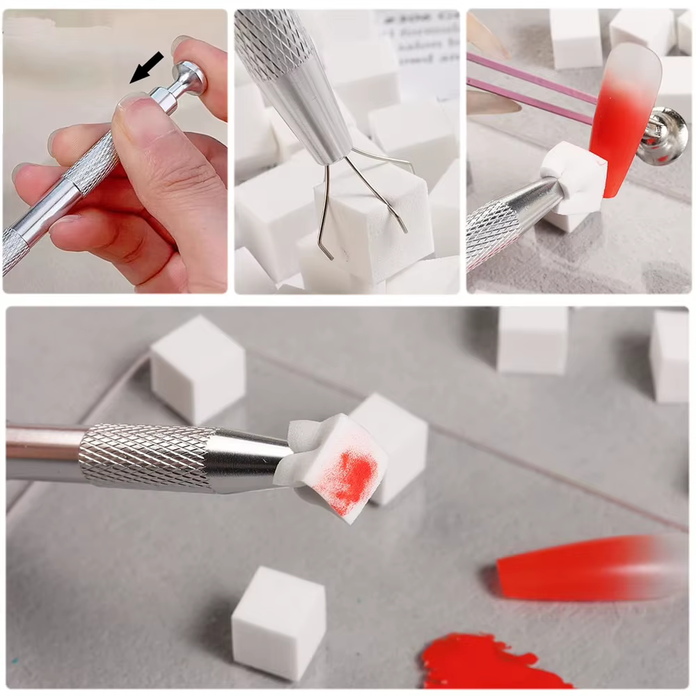 Ensemble d'éponges pour Nail Art, 100 pièces, avec stylo à saisir, pour bricolage, vernis Gel, bross