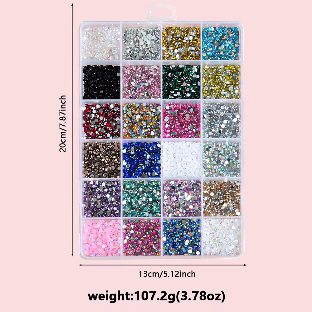 1 boîte 3D coloré rond Nail Art strass Flatback Galss diamant gemmes bijoux ongles breloques bricola