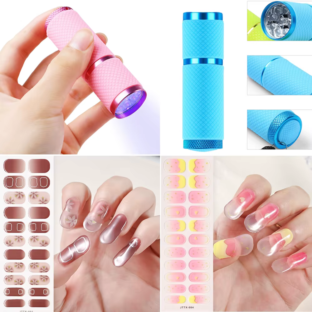 1 feuille d'autocollants pour ongles en Gel durci, bandes de vernis à ongles longue durée, couvertur