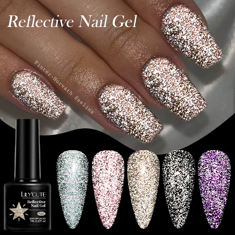 LIToxic-Verhéritage à Ongles Gel UV Semi-Permanent, Coulé, Paillettes, Brcorporelle, Effet Argent Ma
