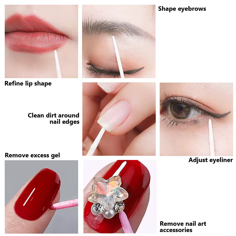 Coton-tige à Double extrémité, 100 pièces, pointes fines pour Nail Art, maquillage, Eyeliner, Correc