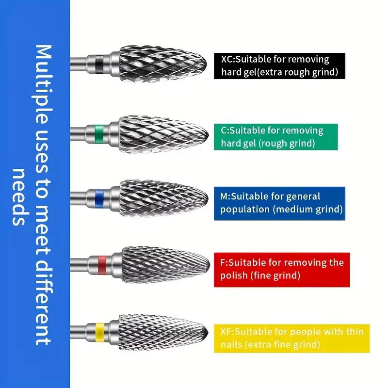 Forets à ongles en carbure de tungstène, perceuse de manucure électrique, accessoires, fraises pour