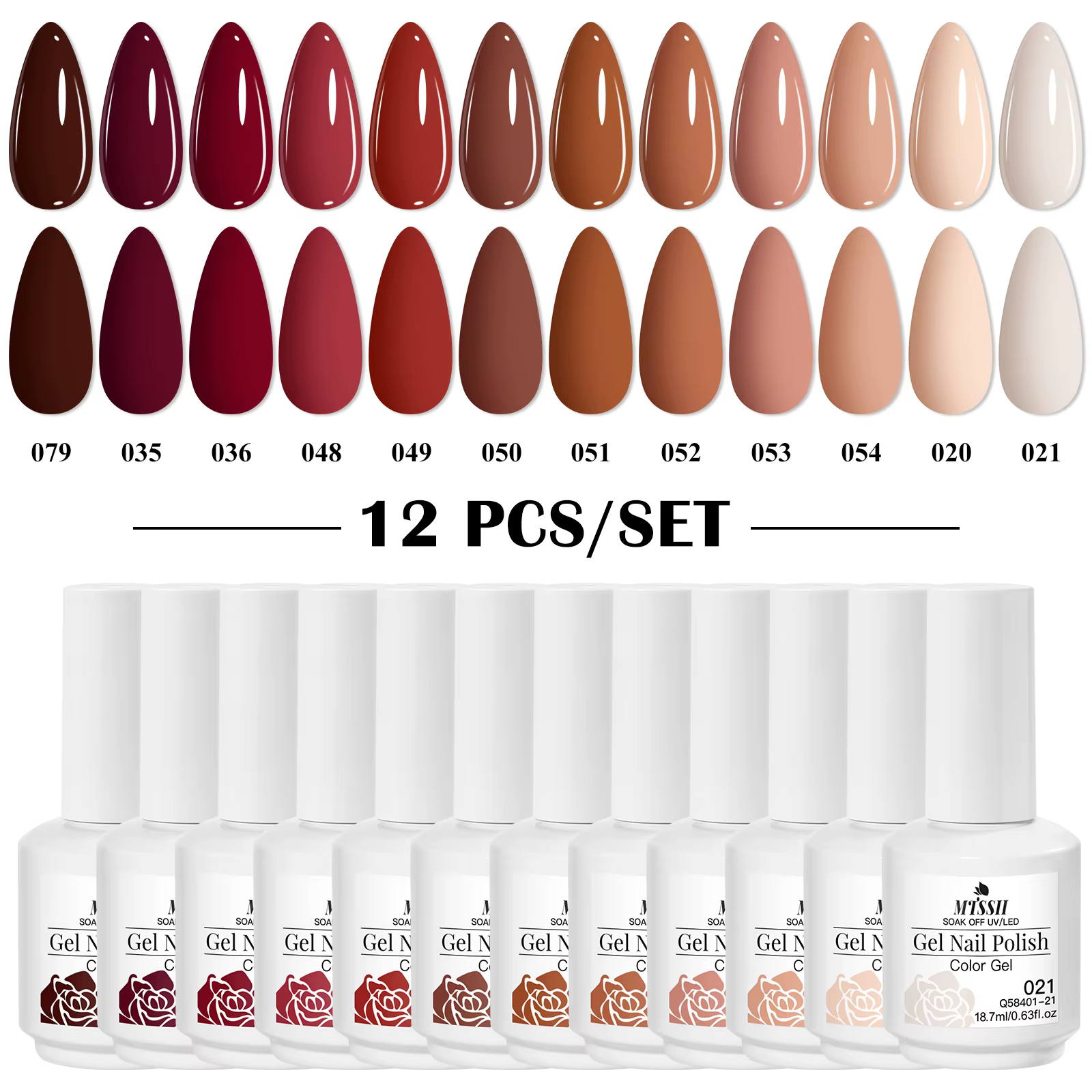 Lot de 12 vernis à ongles en gel 18,7 ml – Couleurs tendance populaires, finition brillante, qualité