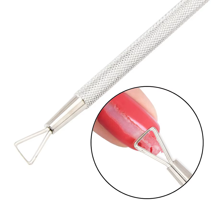 Outil de dissolvant de vernis à ongles en acier inoxydable, grattoir à ongles en Gel, poussoir à cut