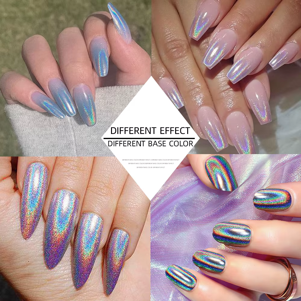 1 boîte Laser brillant miroir ongles paillettes Ultra fin brillant holographique ongles poudre métal