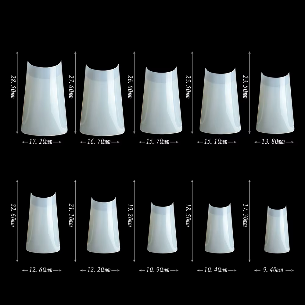 Embouts d'ongles de canard 500 pièces/sac, mélange de tailles claires et incurvées, faux ongles en a
