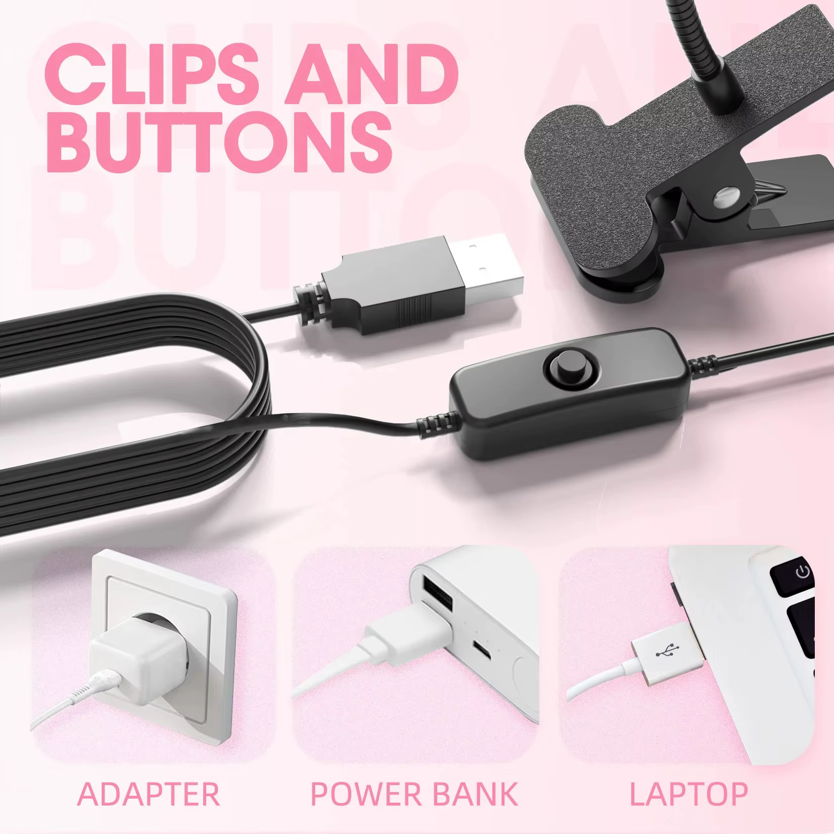 Sèche-ongles lumière UV lampe à ongles 395nm longueur d'onde Clip-on bureau Mini USB pour ongles en 