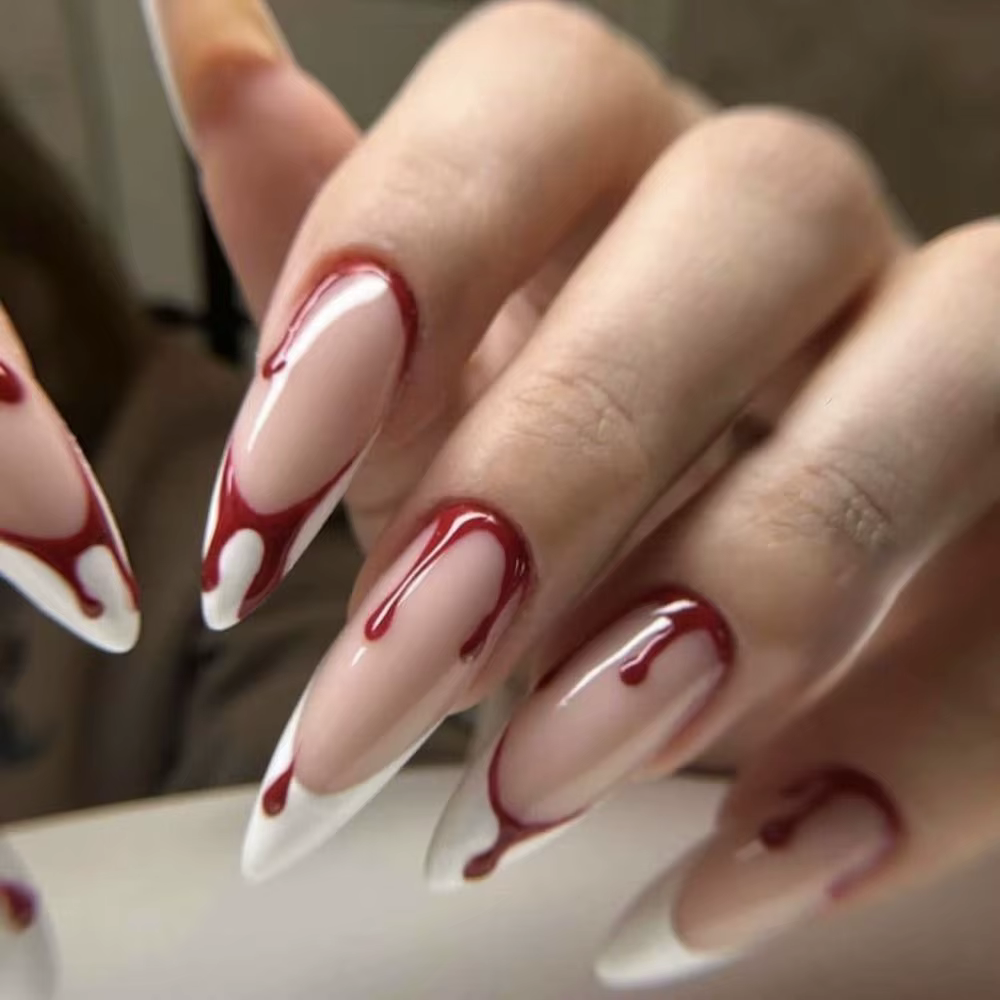 Faux ongles en forme d'amande, accessoire de manucure à tête pointue, presse longue, couverture comp