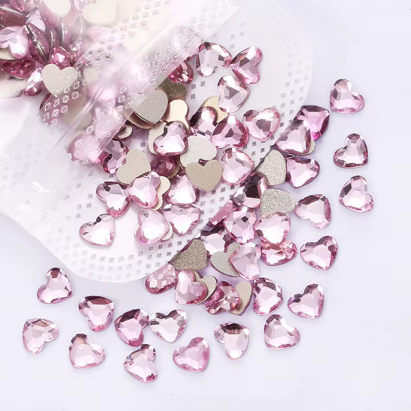 Mélange de diamants d'amour, 100 pièces, accessoires pour ongles en verre irrégulier à fond plat, ve