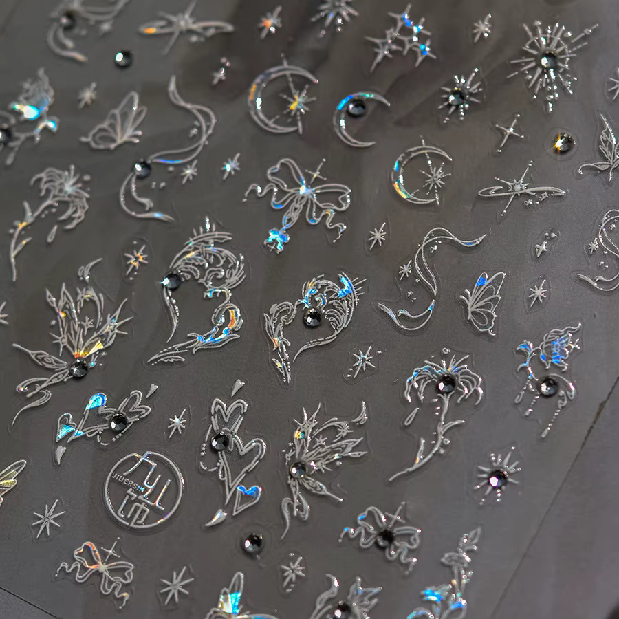 Autocollants holographiques pour Nail Art, 1 pièce, diamant 5D, papillon, décorations d'ongles, déca
