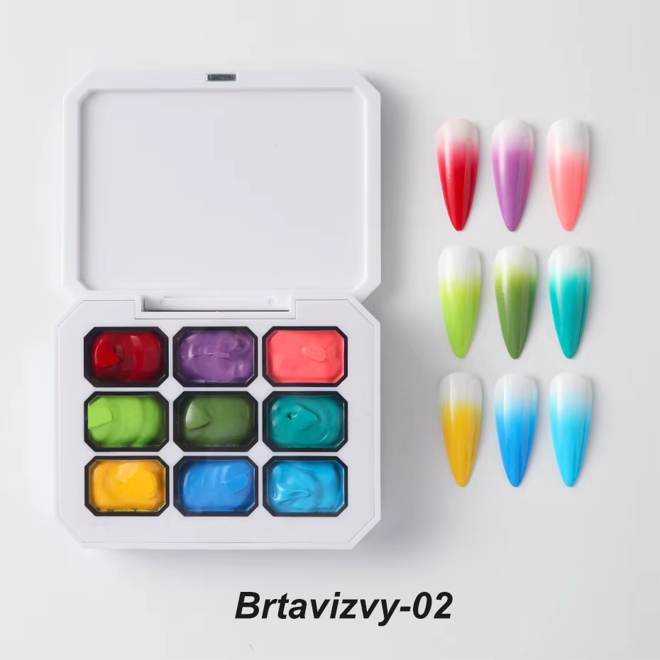 9 grilles dégradées couleurs néon Gel vernis à ongles arc-en-ciel Pat dessin Gel à ongles Macaron Fe