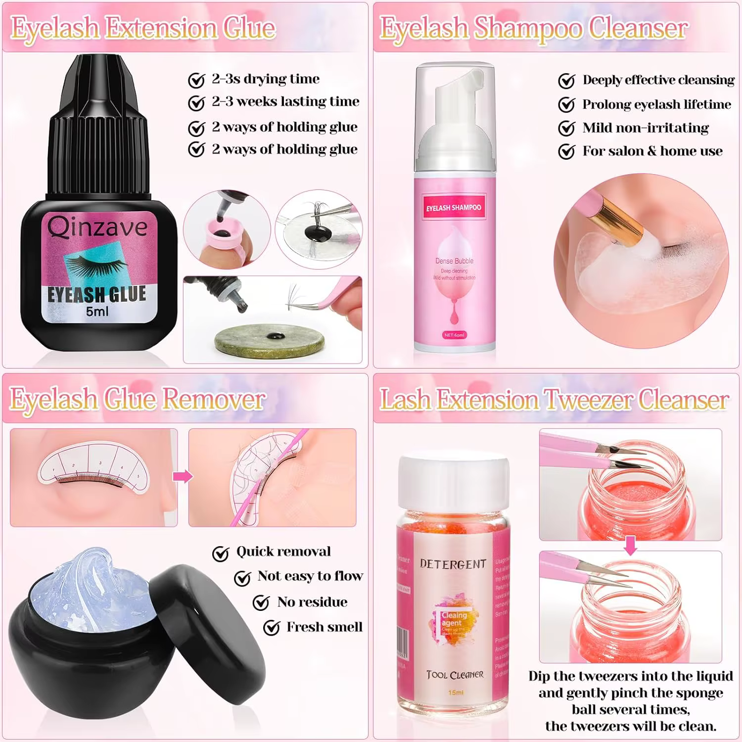 Kit de pratique d'extension de cils 470 pièces pour débutants, comprend tête de mannequin, colle, sh