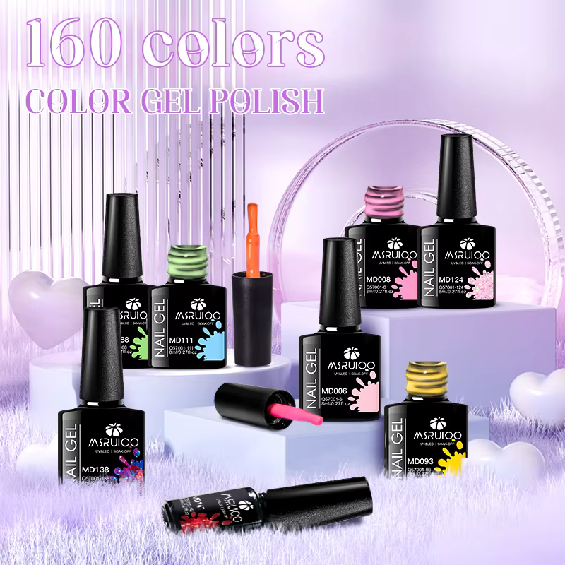 MSRUIOO 6 pièces nu rose Gel vernis à ongles ensemble paillettes coloré Semi Permanent UV Gel Kits b