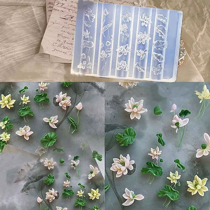 Moule à ongles en Silicone 3D avancé pour créer des modèles de Lotus et de feuilles, outils de manuc