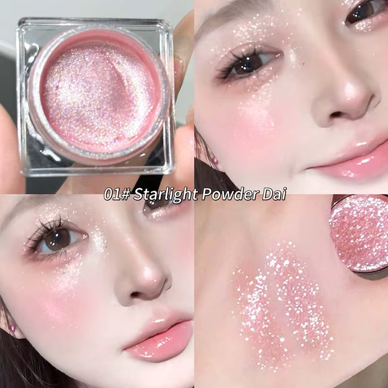 Gel surligneur à paillettes roses, imperméable, nacré, violet, gris, diamant, éclaircissant, ver à s