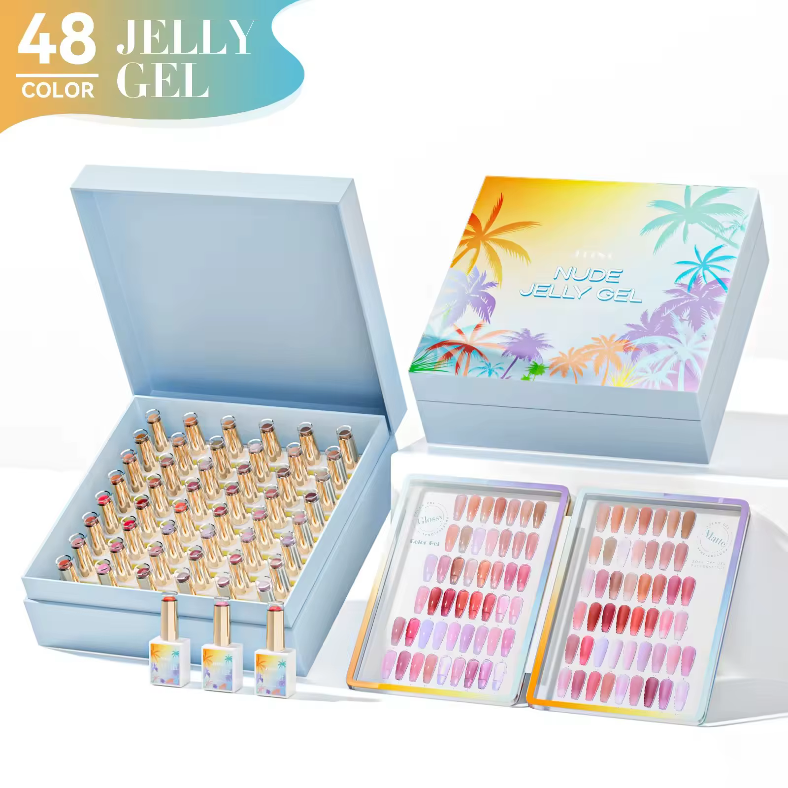 Eleanos – ensemble de vernis à ongles Gel gelée glacée, 48 couleurs, rose chair, avec livre d'affich