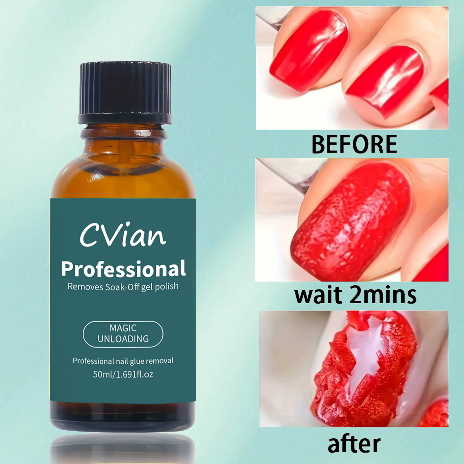 Dissolvant pour vernis à ongles en gel 50 ml, élimine facilement les vernis en gel en 2 à 3 minutes,