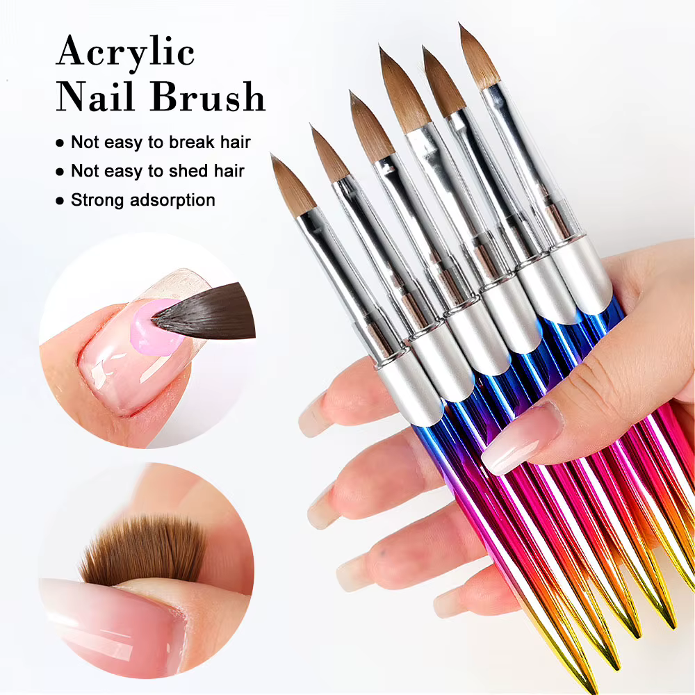 Kolinsky brosse à ongles pour manucure Gel brosse pour ongles Art brosse 3D acrylique liquide poudre