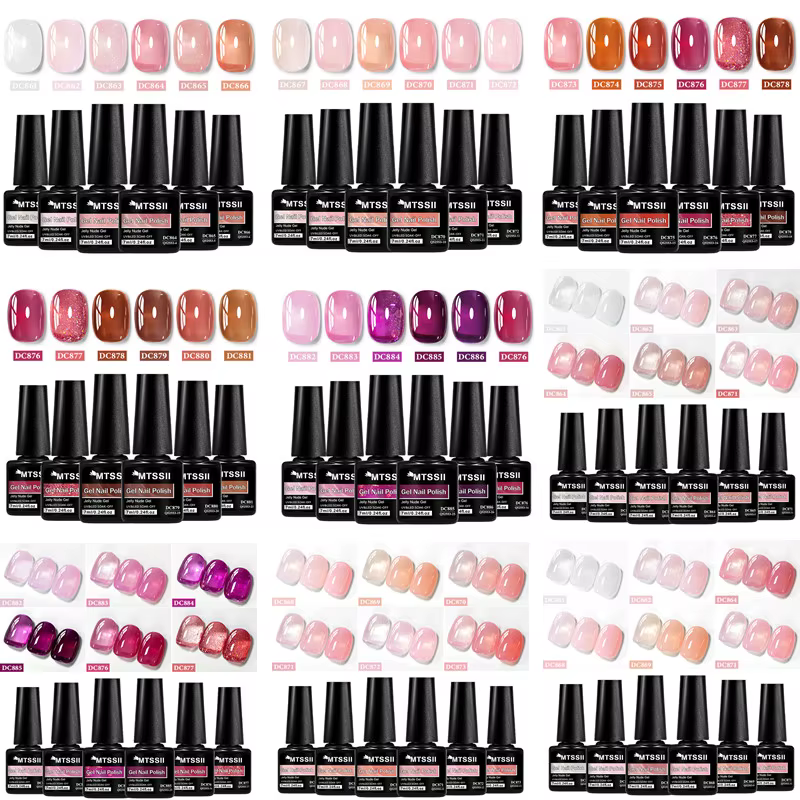 Ensemble de vernis à ongles Gel gelée nue, 6 pièces, transparent, translucide, pour manucure, fourni