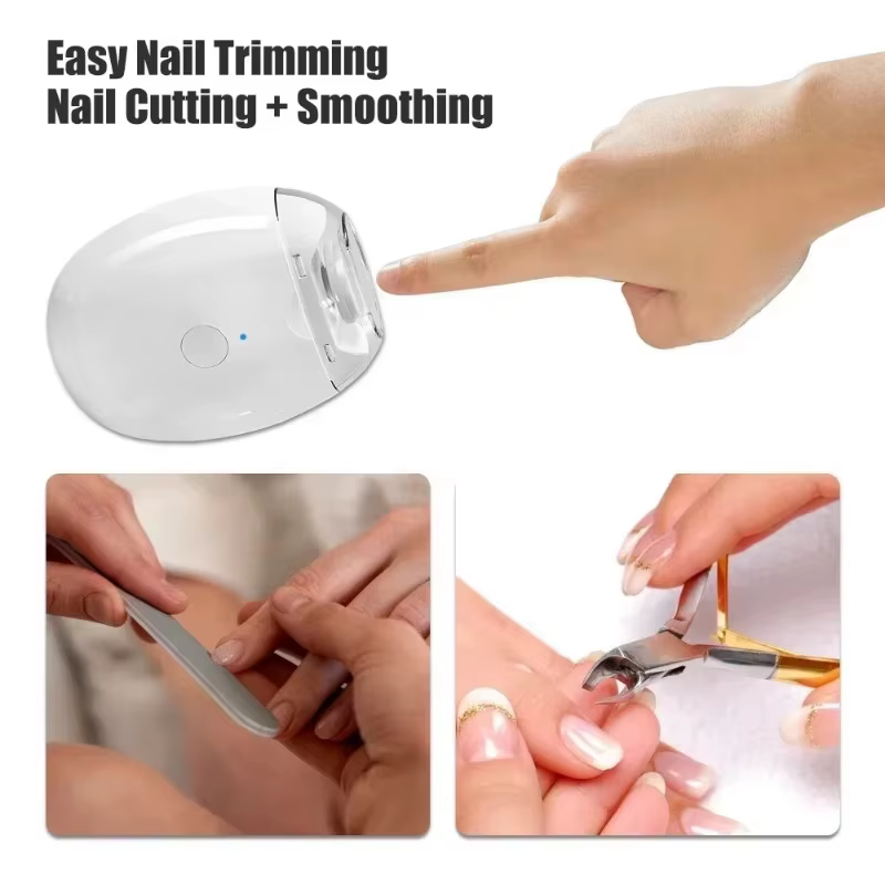 Mini coupe-ongles électrique Portable 2 en 1, polisseuse avec lumière à faible bruit, outils de manu
