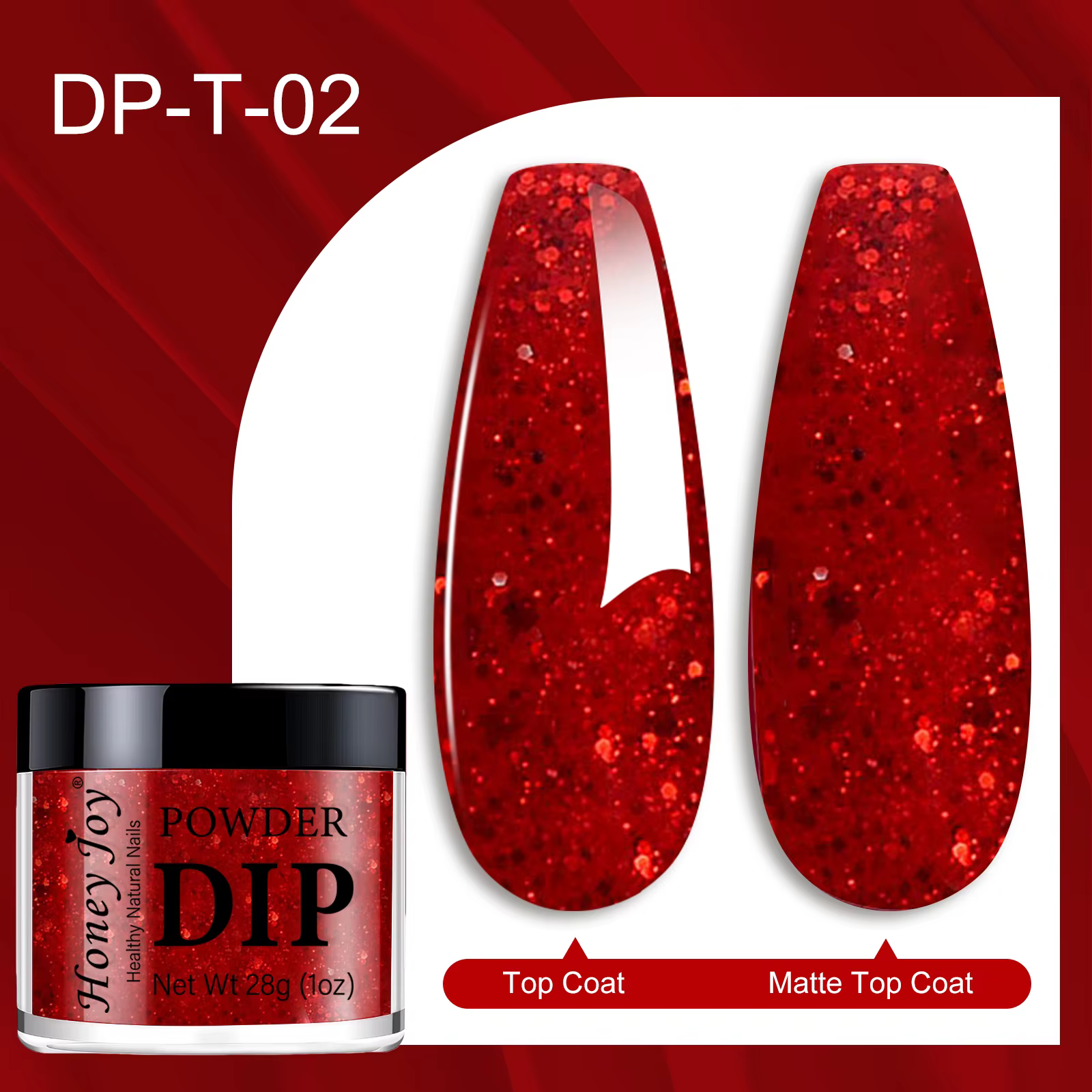 28 g/pot couleurs très fines pour la saint-valentin système de poudre de trempage à paillettes rouge