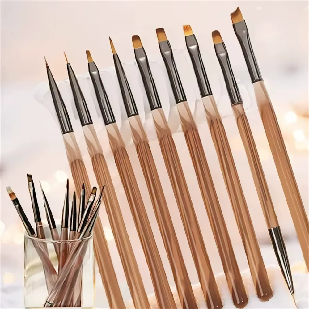 9 pièces brosse à ongles pour Nail Art Design ongles pointe affichage outil de peinture Gel UV peint