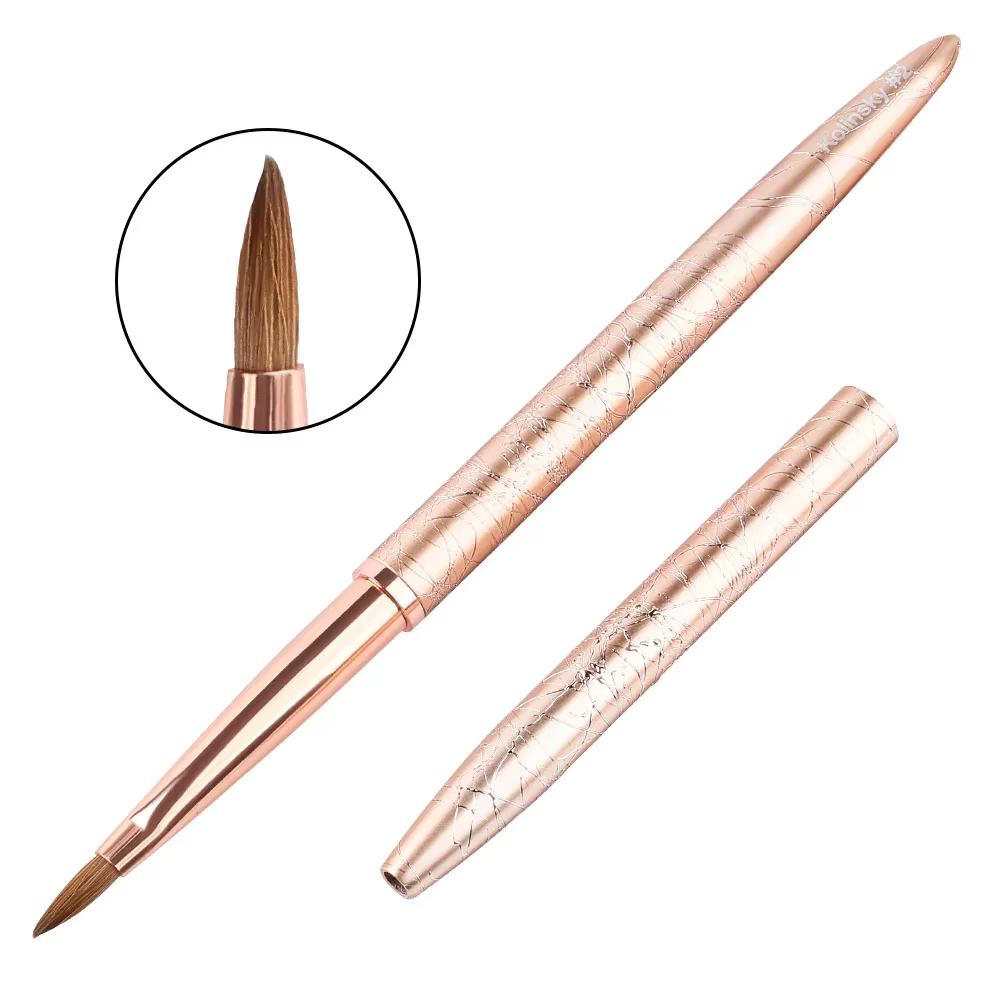 Or Rose Relief 3D Kolinsky acrylique brosse à ongles ongles Art brosse Pure Kolinsky Sable brosse 3D