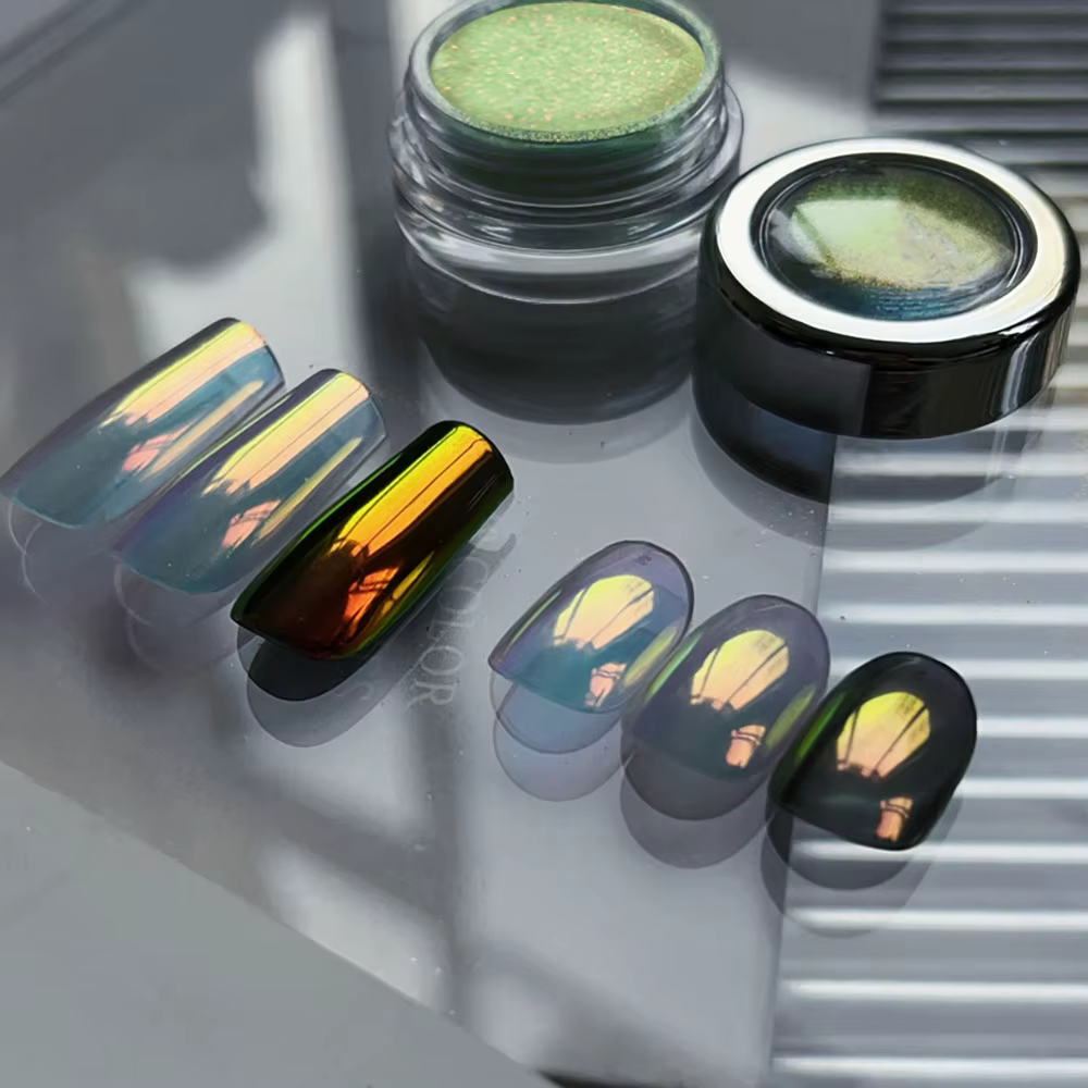 1 boîte de poudre à ongles miroir magique au clair de lune, 0.2G, poussière métallique en soie auror