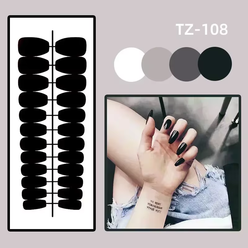 24 pièces dégradé violet Nail Art conseils Simple court tête carrée faux ongles détachable mode pres