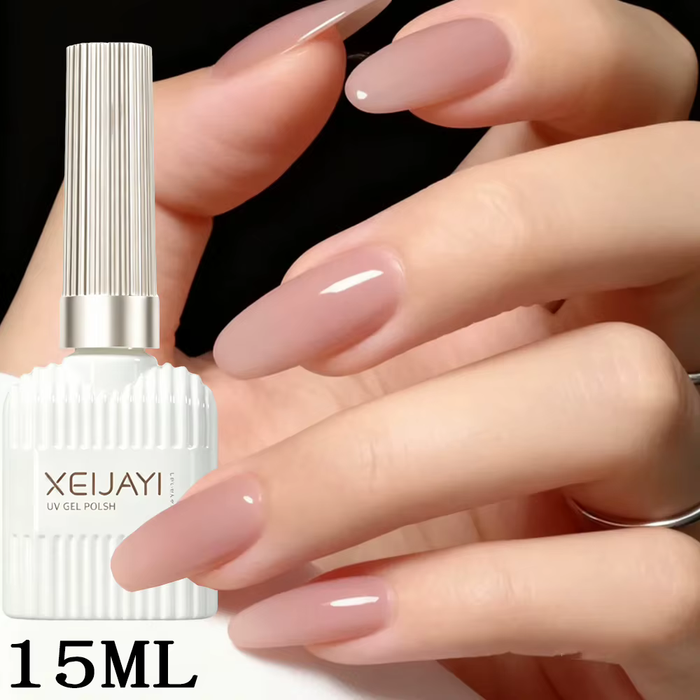 1 flacon de 15 ml de vernis à ongles gel rose nude transparent brillant UV LED, gel à ongles qui s'e