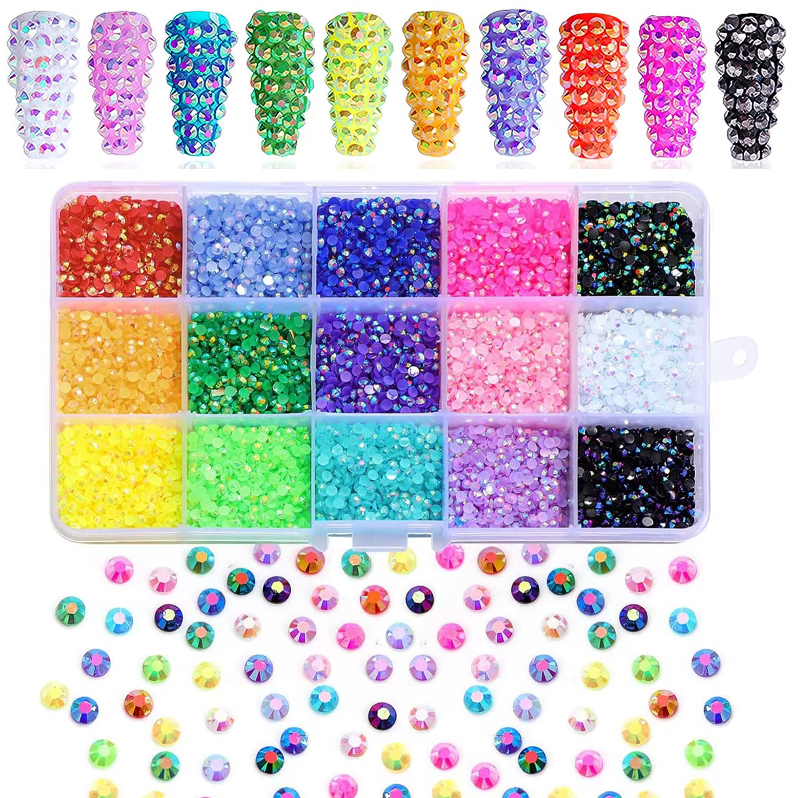 12000 pièces/boîte strass Nail Art, 15 couleurs 3mm strass à ongles ronds plats, accessoires décorat