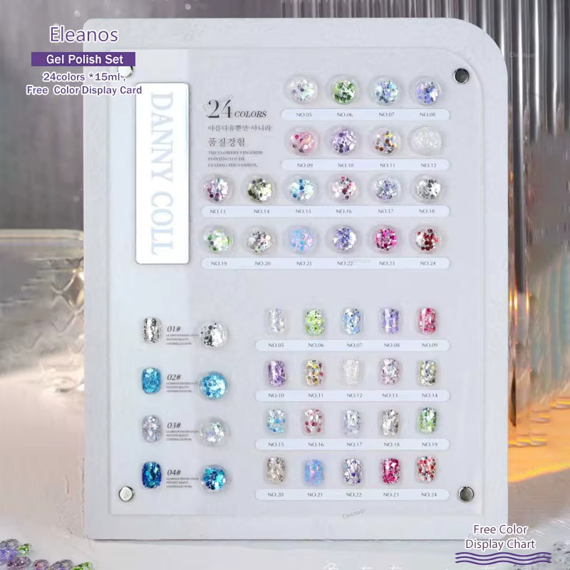 Brillant 24 pièces paillettes paillettes UV Gel vernis à ongles ensemble printemps été couleur Semi 