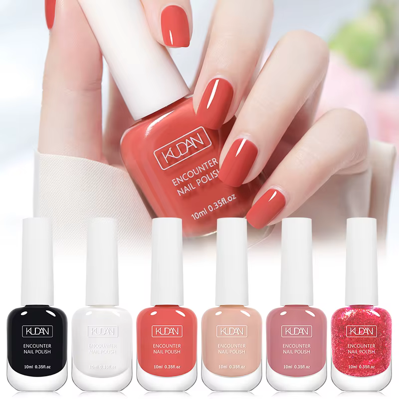 KUDAN 6 pièces ensemble de vernis à ongles à base d'eau 10ml nu rouge rose Peel-Off Kit de vernis à 