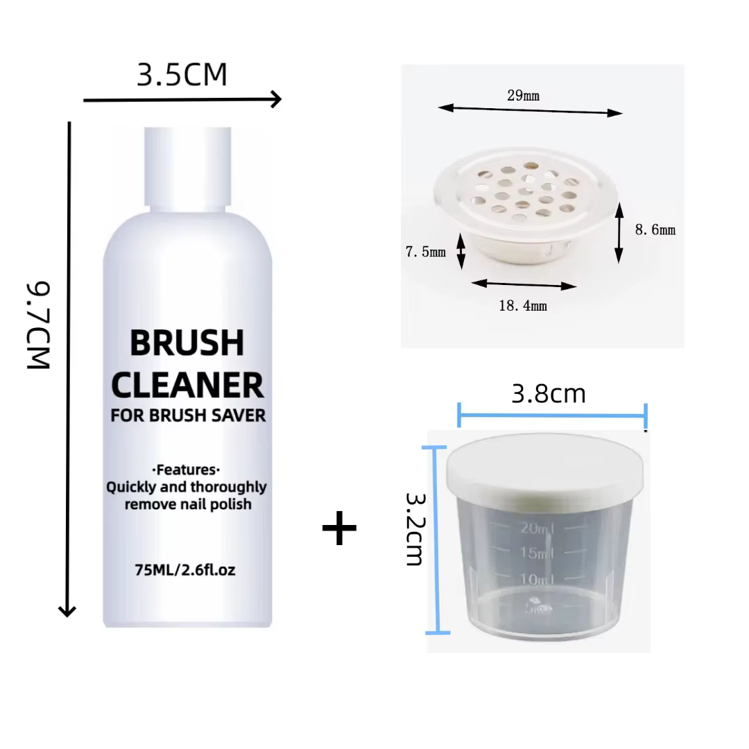 Nettoyeur de brosse à ongles 75ml + récipient + filtre brosse liquide de lavage ensemble d'outils de