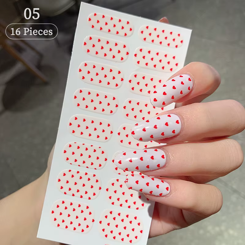 Autocollants pour ongles sans cuisson, Design à paillettes roses, Style français, couleur unie, couv