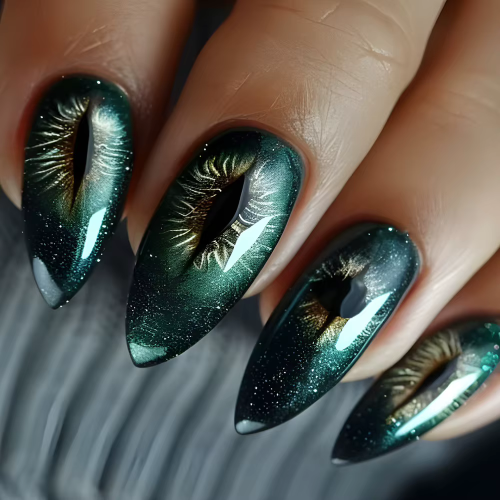 Faux ongles courts, moyens et longs, pour femmes, pointes de ballet carrées en amande, animaux migno