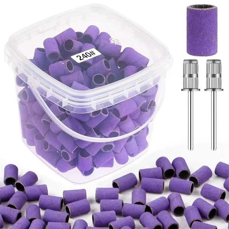 Bandes de ponçage pour nail art, grain 80 120 180 240 avec 2 forets pour manucure et pédicure, acces