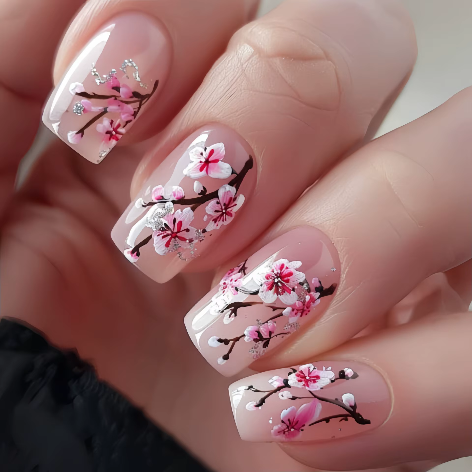 Faux ongles pastèque de dessin animé, avec autocollant de gelée, à pression, tête ronde portable, co