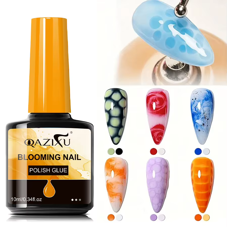 QAZIXU Gel Blooming Transparent Effet Aquarelle UV LED Soak Off pour Ongles Effet Marbre Gel Polish 