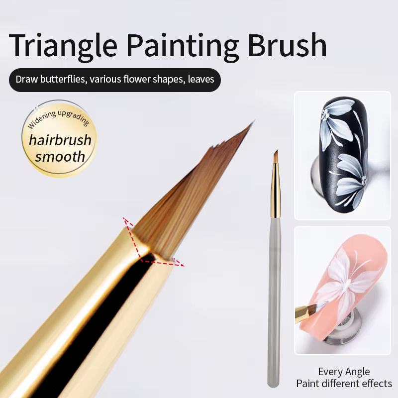 Pinceau de peinture triangulaire pour ongles, 1 pièce, pinceaux pour Nail Art, lignes françaises, ra