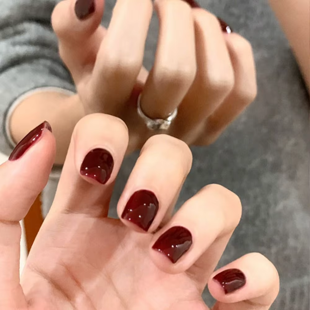 Faux ongles courts ronds français, couleur unie, couverture complète, pointes pour bricolage