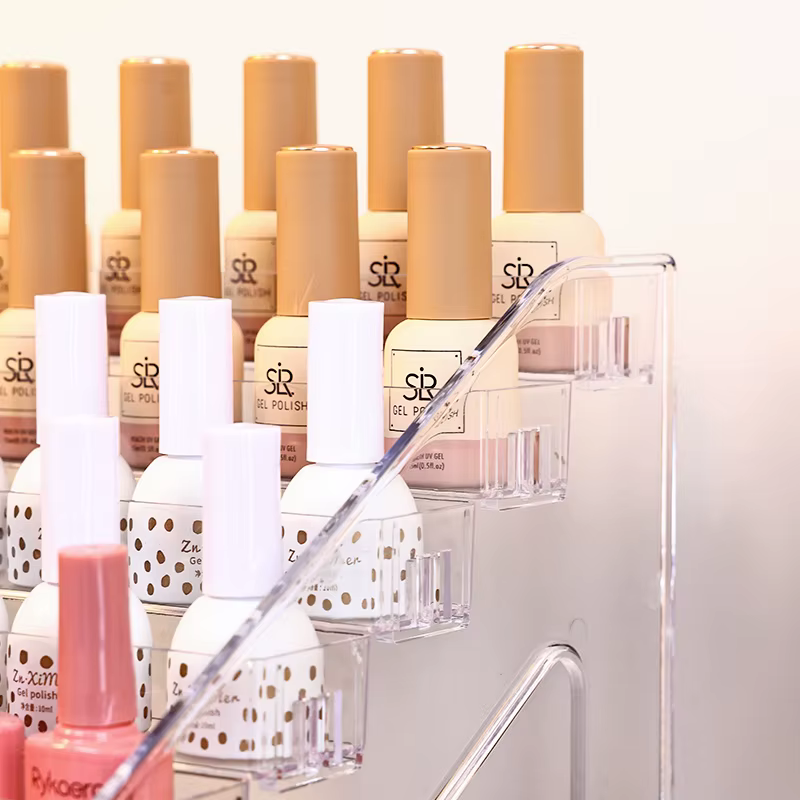 Présentoir de vernis à ongles à boucle acrylique multicouche, type échelle transparente, support de