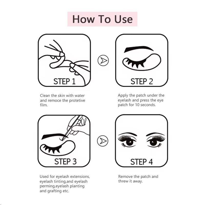 OWOSC 100 pièces patchs de cils en forme de V patchs pour les yeux en Gel Hydrogel vente en gros Ext