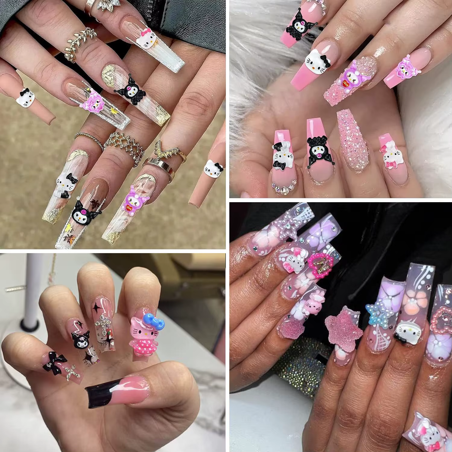 Sanrio Nail Charms Hello Kitty Design Nail Art Bricolage Mini Strass Flatback Charms Artisanat Pierr